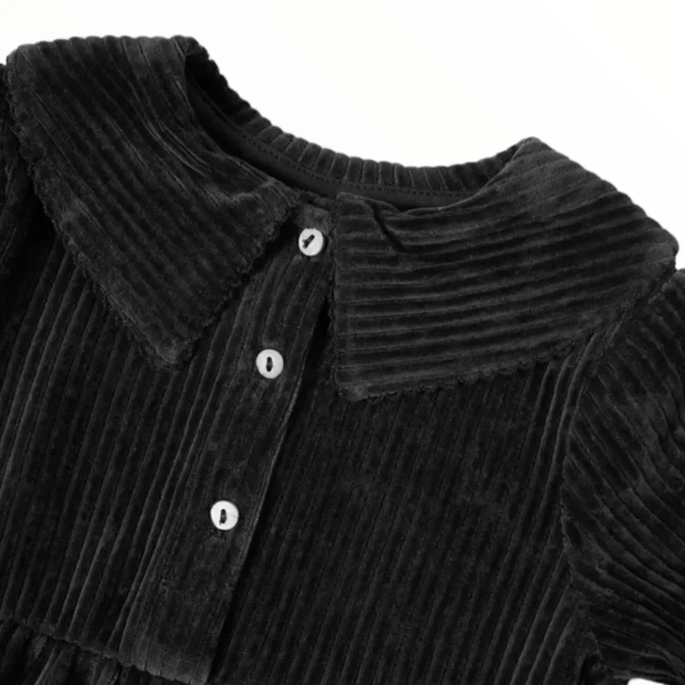 Zara Baby Girl Black Corduroy Dress Peter Pan Collar NWT 3T